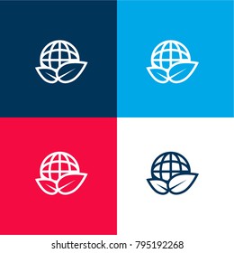 Eco Friendly four color material and minimal icon logo set in red and blue