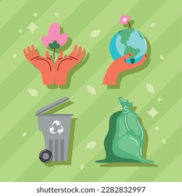 eco friendly four icons set
