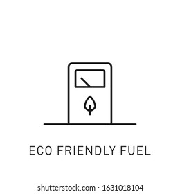 Eco friendly fuel thin line icon. Design element for renewable energy, green technology. Vector stock illustration.