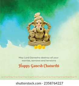 Ganesh Chaturthi Eco Friendly, Vinayaka Chaviti Desea Plantilla. Clay Ganesha Idol