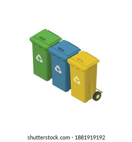 Eco friendly garbage recycling with biodegradable symbols vector illustration