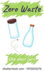 Eco friendly glass packaging, set of containers jars, bottles and boxes for storing food and liquid