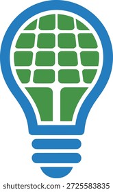 Lâmpada de ideia global eco amigável com ilustração de padrão de grade verde