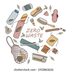 Eco friendly to go illustration. Zero waste collection