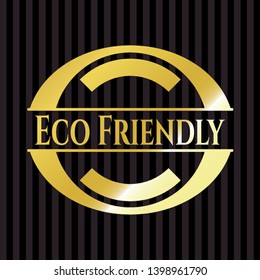 Eco Friendly golden emblem or badge. Vector Illustration. Detailed.