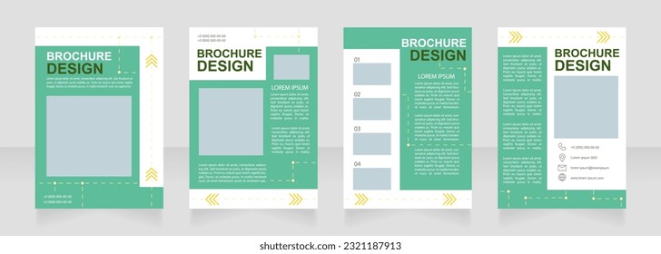 Diseño de folletos en blanco para productos y servicios ecológicos. Conjunto de plantillas con espacio de copia para texto. Recopilación de informes corporativos prefabricados. Editable 4 páginas de papel. Fuentes Arial, Myriad Pro utilizadas