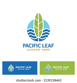 eco friendly green and blue pacific leaf logo