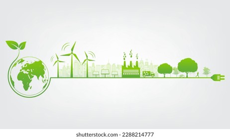 Eco friendly, Green city and sustainability development concept, vector illustration