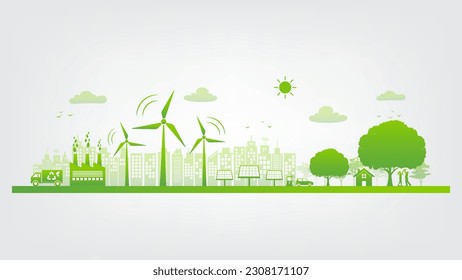 Eco friendly, Green city and sustainability development concept, vector illustration