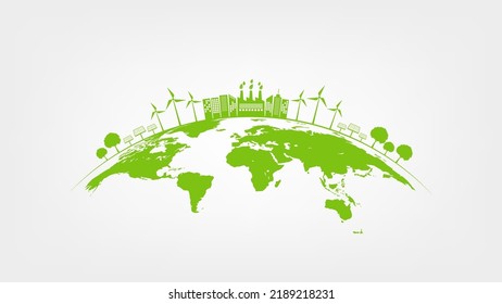 Eco friendly and Green city, Sustainable development concept, Earth day and World environment day, vector illustration