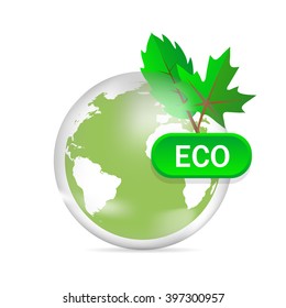 Eco friendly green earth design isolated on a transparent background