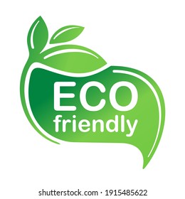 Eco friendly green emblem for healthy or natural food products, cosmetics, packaging marking or clear technology - isolated vector emblem