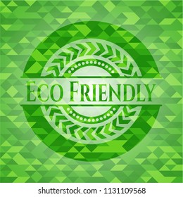 Eco Friendly green emblem with mosaic background