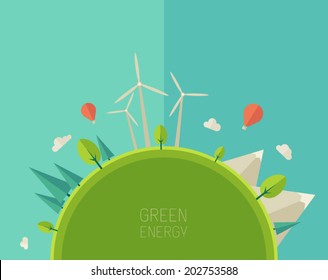 Eco Friendly, green energy concept, vector illustration, flat design