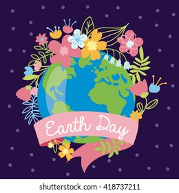 Eco Friendly, green energy concept, cute vector illustration. Save the planet postcard.  Earth Day and world environment day