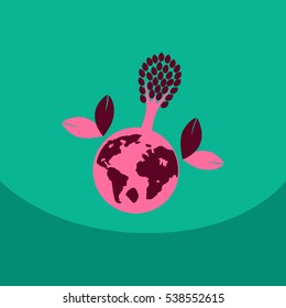 Eco Friendly, green energy concept, vector illustration. Solar energy town, wind energy, electric cars. Save the planet concept. Go green. Save the Earth. Earth Day.
