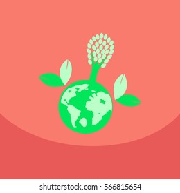 Eco Friendly, green energy concept, vector illustration. Solar energy town, wind energy, electric cars. Save the planet concept. Go green. Save the Earth. Earth Day.
