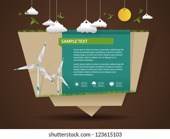 Eco friendly and green energy origami template