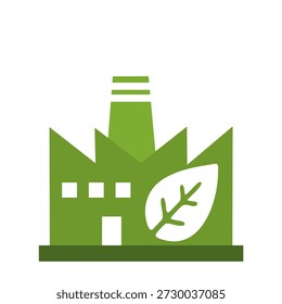 Fábrica verde respetuosa del medio ambiente con el icono de la industria sostenible de la hoja