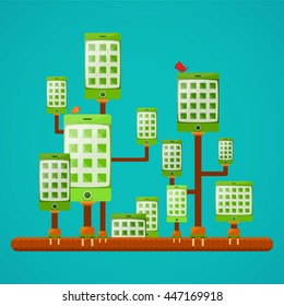 Eco friendly green gadget technologies vector concept in flat style