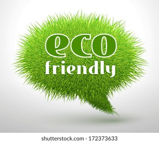Eco friendly, green grass concept or emblem isolated vector illustration