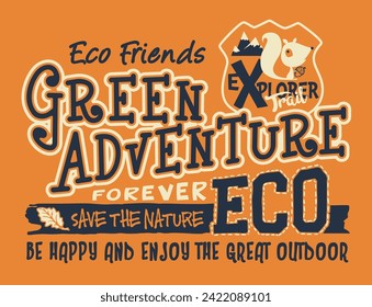 Eco friendly green kids discovery adventure cute vector print for children boy t shirt sweatshirt pajamas outdoor wear