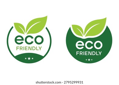 Eco Friendly Green Leaf Badge Organic Sustainable Product Logo