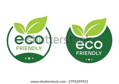 Eco Friendly Green Leaf Badge Organic Sustainable Product Logo