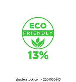 Etiqueta ecológica de hoja verde. 