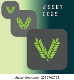 Eco friendly green leaf label sticker. 2d vector illustration.