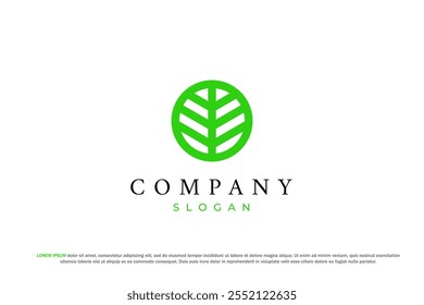 eco friendly green leaf logo circle