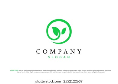 eco friendly green leaf logo circle