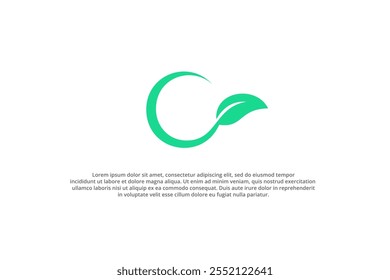 eco friendly green leaf logo circle