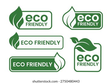 Eco friendly green leaf logo. Set of eco friendly icons. Ecologic food stamps. Organic natural food labels.. vector illustration.