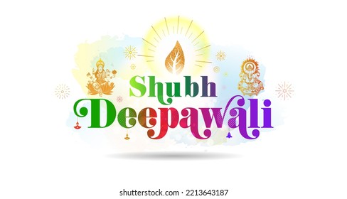 Eco friendly green leaf pollution free Diwali festival concept. Goddess lakshmi and fireworks background