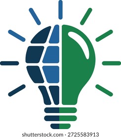 Lâmpada verde eco amigável com globo cérebro conceito ilustração