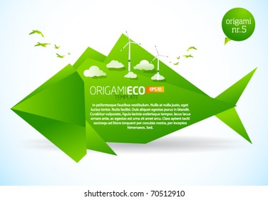 Eco friendly green origami template fish