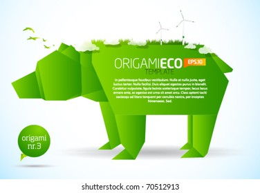 Eco friendly green origami template bear