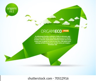 Eco friendly green origami template bird