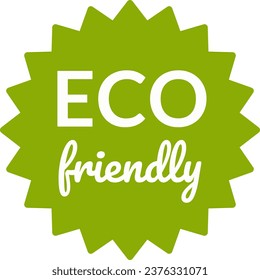 Eco Friendly Green Round Badge Stamp Symbol Icon. Vector Image.