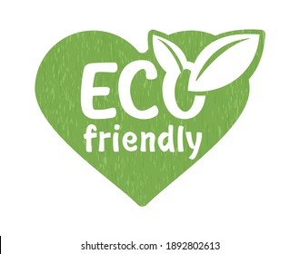 Eco friendly green stamp for healthy or natural food products, cosmetics, packaging marking or clear technology on grungy background - isolated vector emblem