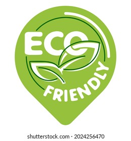 Sello ecológico ecológico verde con hojas en línea delgada - emblema para productos alimenticios sanos o naturales, cosméticos, marcado de envases o tecnología clara - emblema vectorial aislado