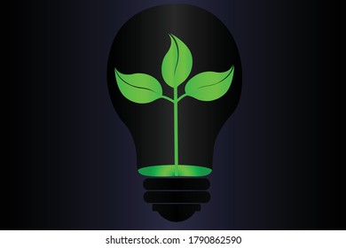 Eco friendly green technology with sparkling dark background
