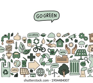 Eco friendly hand draw illustration icon banner