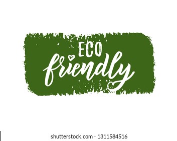 ECO friendly hand lettering text for logo or label. Element for design menu restaurant or café. Typography vector illustration.