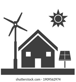Eco Friendly Home Conservation Self-Reliance - Black Vector Silhouette Illustration Art 