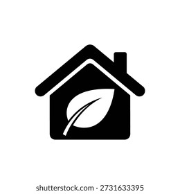 Casa ecológica con diseño plano de Ilustración vectorial de crecimiento de hoja verde
