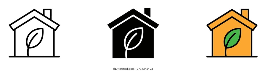 Vector de icono de hogar ecológico. Símbolo de Vida Verde y Energía Renovable. Ilustración vectorial.
