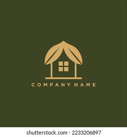 Diseño del logotipo de casa amigable para el ambiente ecológico. Icono vectorial de la casa verde de las plantas. Diseño de logotipo moderno con estilo de arte lineal.