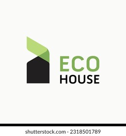 eco friendly home logotype house and green plant abstract silhouette logo sustainable energy household icon environmentally friendly living infographic simple minimal vector illustration